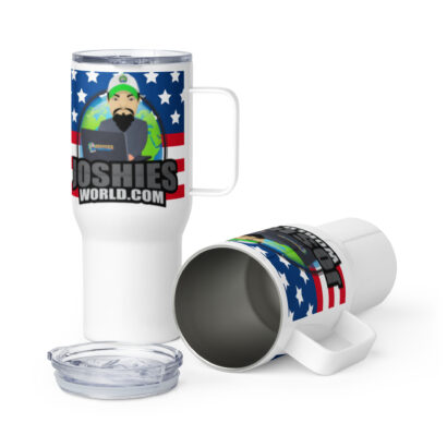 JoshiesWorld's 25oz USA travel mug with a handle
